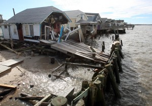  : Damaged homes on South Beach Ave on the Delaware Bay in Reeds Beach, Middle Township. Residents of Cape May County deal with the clean-up in the wake of Hurricane Sandy. Wednesday Oct. 31, 2012. (Dale Gerhard/Press of Atlantic City)
 - Photo by Dale Gerhard