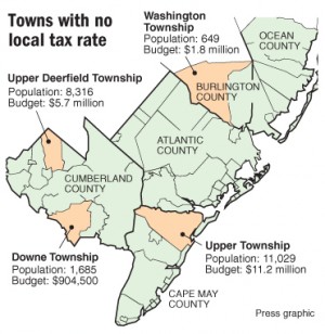 Towns with no local tax rate