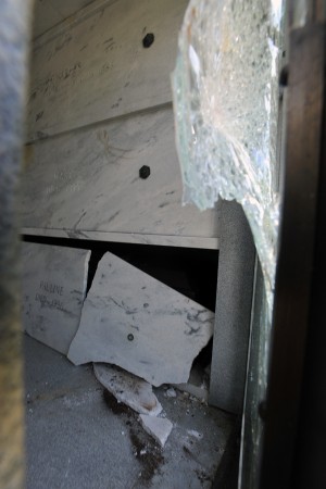 vandalized crypt