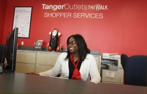 Tanger Outlets: Tyesha Ward, 19, of Atlantic City, works at Shopper Services for The Walk.
 - Photo by Ed Lea