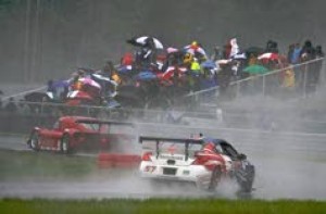 It's a driving rain: 31 teams cope with tricky conditions in slick Grand-Am race at Thunderbolt Raceway