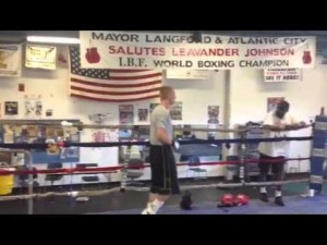 Boxer Patrick Majewski warming up for sparring session.