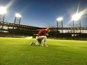 Trout Tebowing