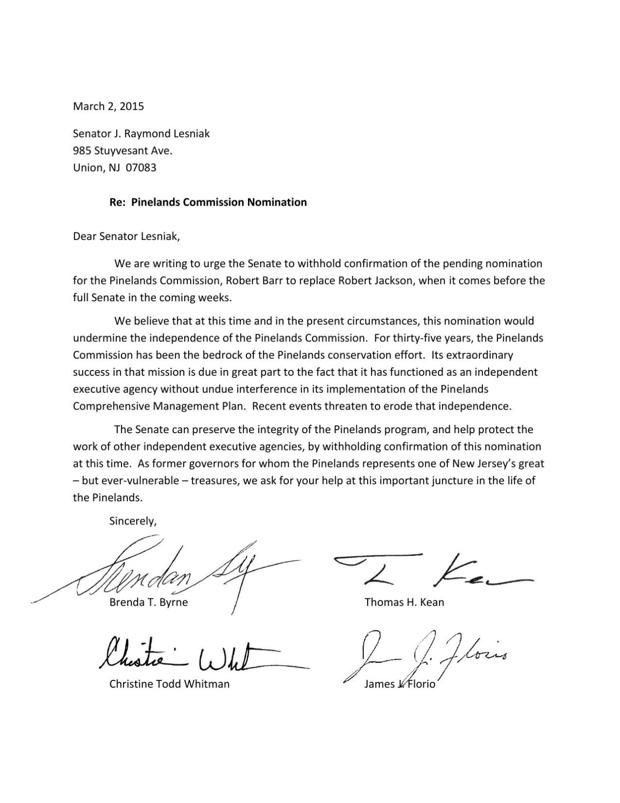 Former governors' letter about Robert Barr