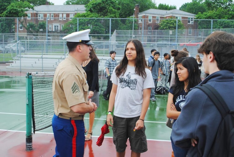 Marine Corps lands at Forest Hills High School for Fleet Week visit