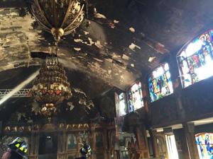 Greek Orthodox church burns in Corona