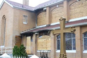 Inferno guts Greek Orthdox church