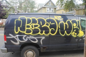 Graffiti hits vans on Sutter Avenue 2