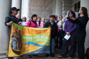 <p>Protesters from the Fairness Coalition of Queens gathered ahead of a City Council Parks Committee hearing to call for more funds and better protections for Flushing Meadows.</p>
