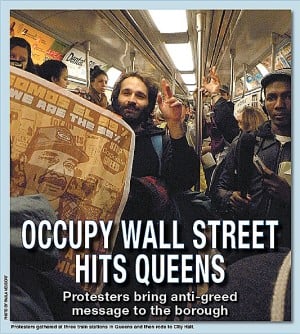 Occupy Wall Street reaches Queens, takes the subway