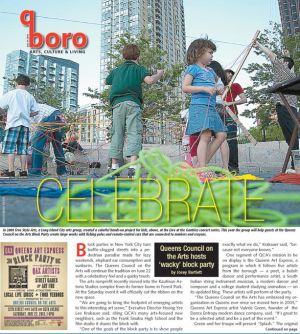 <p>In 2009 Free Style Arts, a Long Island City arts group, created a colorful hands-on project for kids, above, at the Live at the Gantries concert series. This year the group will help guestsat the Queens Council on the Arts Block Partycreate large works with fishing poles and remote-control cars that are connected to markers and crayons.</p>
