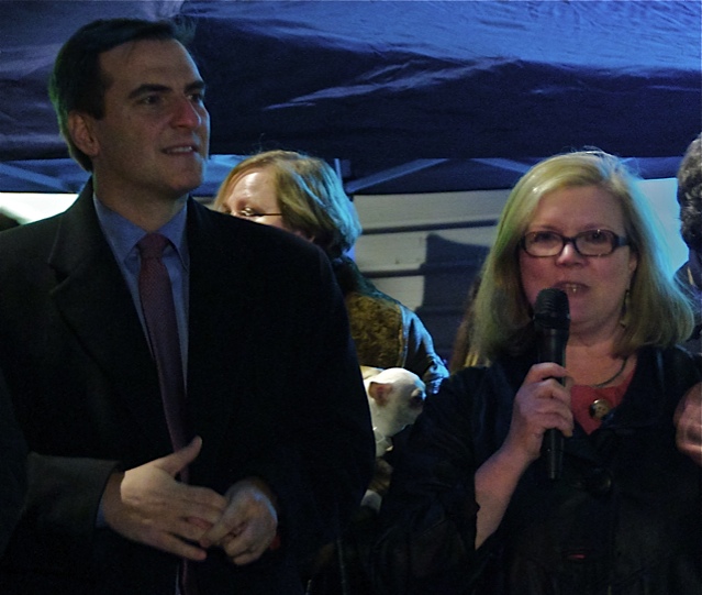 Area officials at the Skillman Avenue lighting ceremony