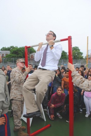 Marine Corps lands at Forest Hills High School for Fleet Week visit