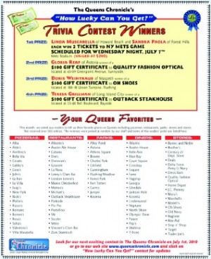 Trivia Contest Winners for June 