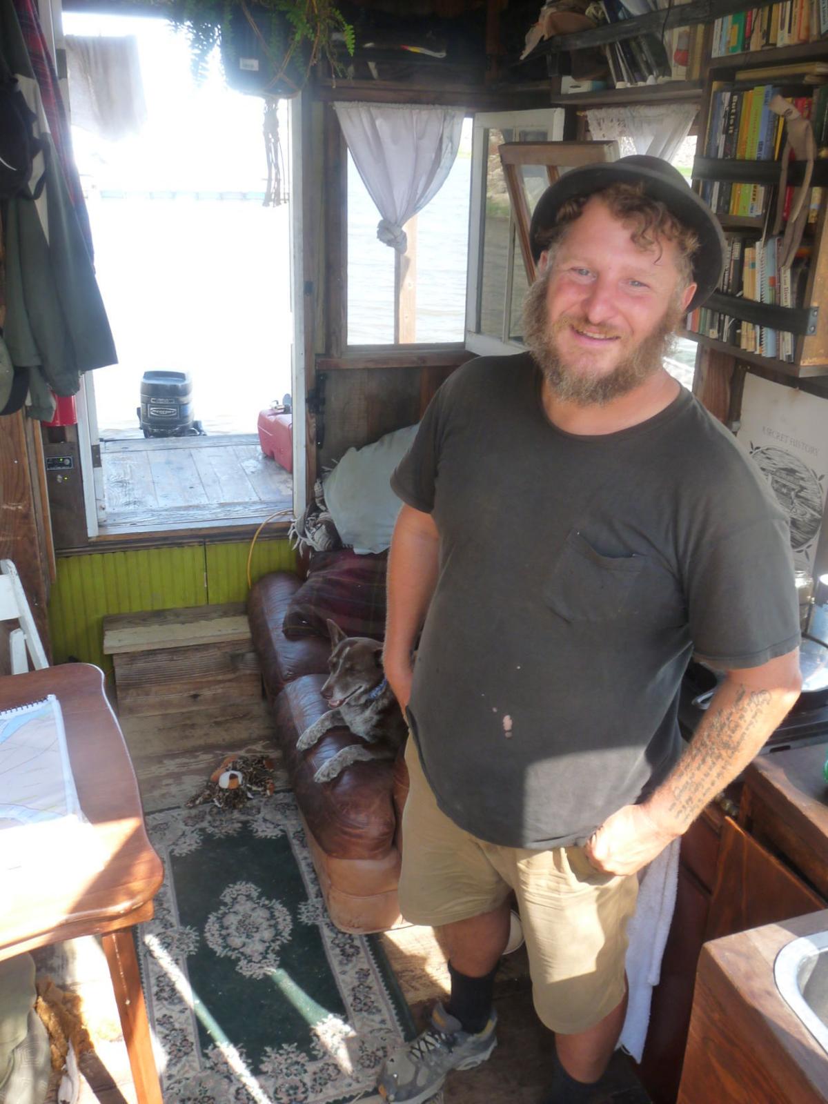 Wes Modes and his shanty boat