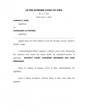 Iowa court rules man can sue for paternity fraud300 Iowa court rules man can sue for paternity fraud300