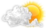Mostly cloudy