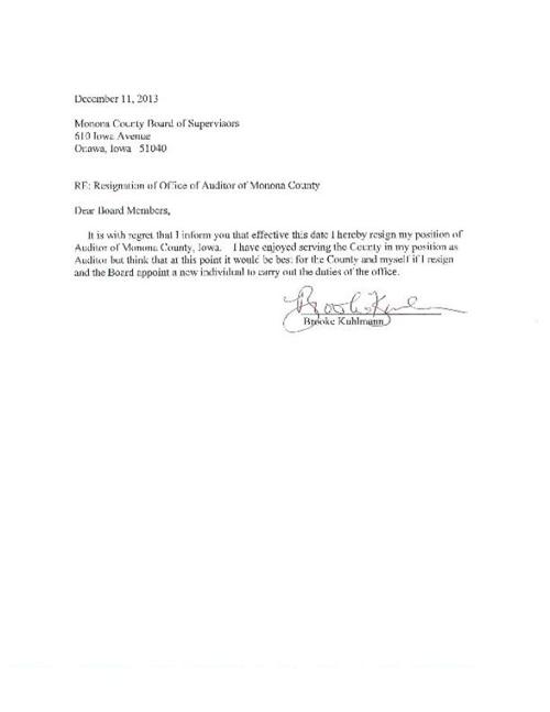 Brooke Kuhlmann resignation letter