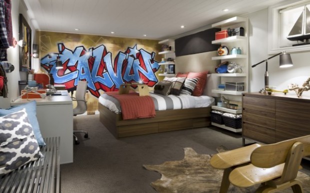 Teen's new bedroom in basement is fun, functional