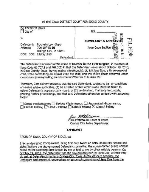 Day care provider #39 s arrest a #39 relief #39 to Orange City Iowa 3 year old