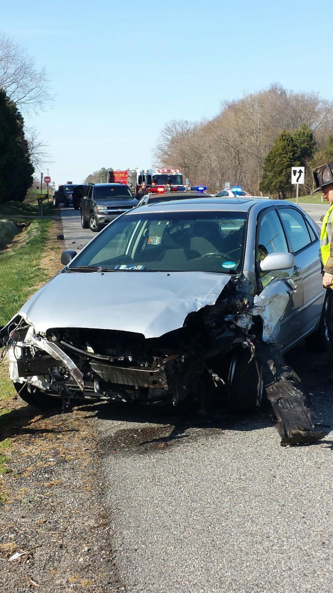 Car hits guardrail on Rt. 50 Local