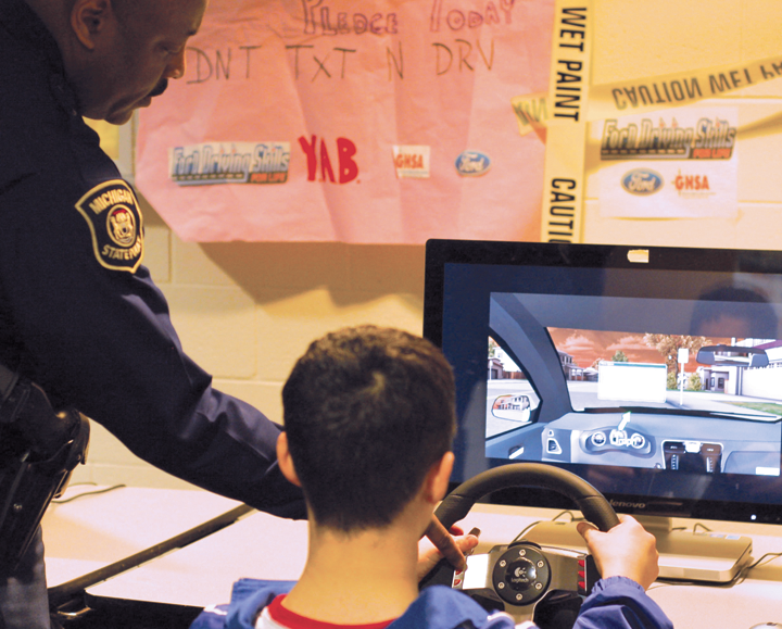 ... texting and driving simulator works to a Holly High School student