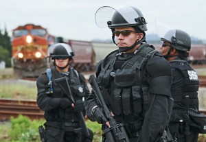 Heavy-handed police presence at EGT in at Port of Longview, WA, September 22, 2011.