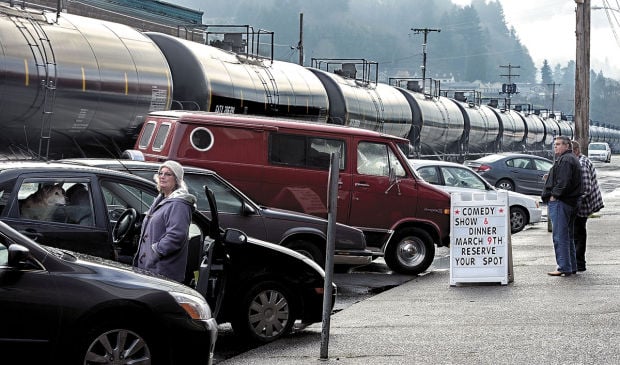 This mile-long oil train rumbled through downtown Rainier last February.