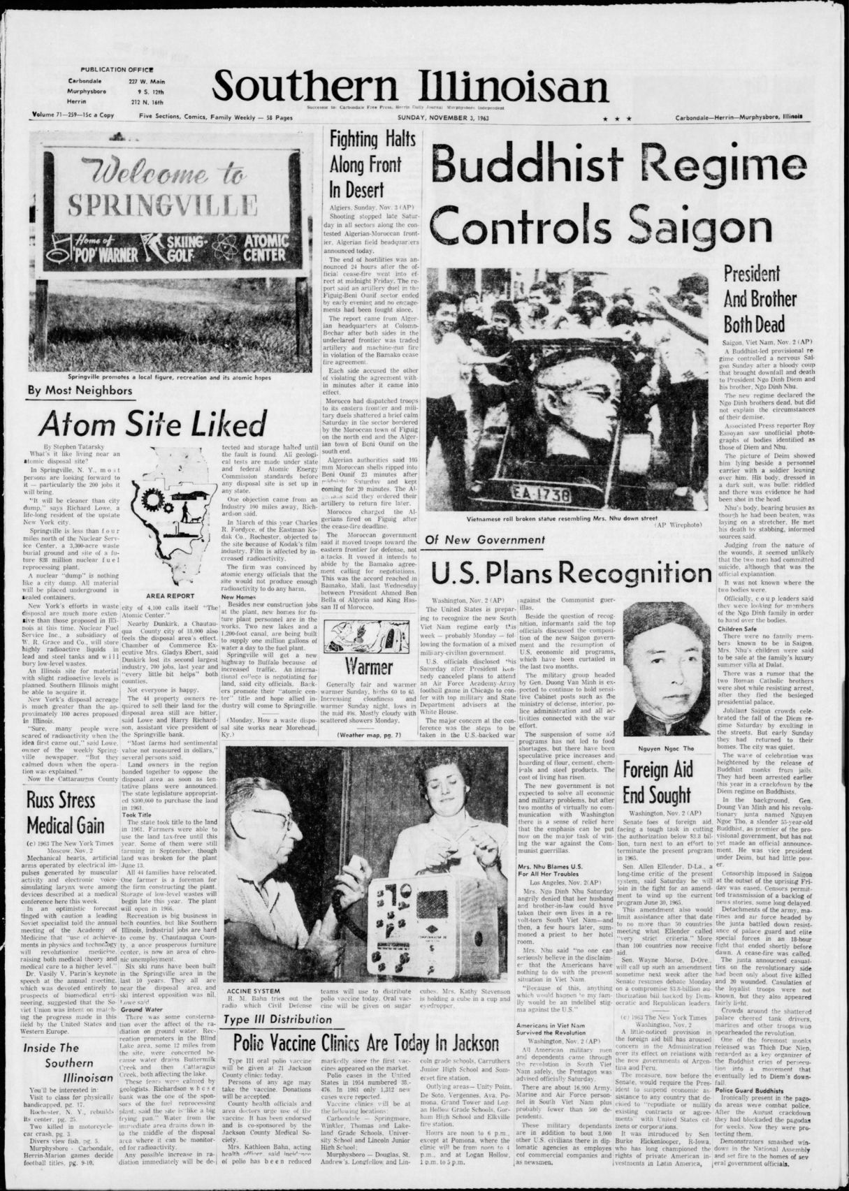 Southern Illinoisan Front Pages From The Vietnam War | Photo Galleries ...