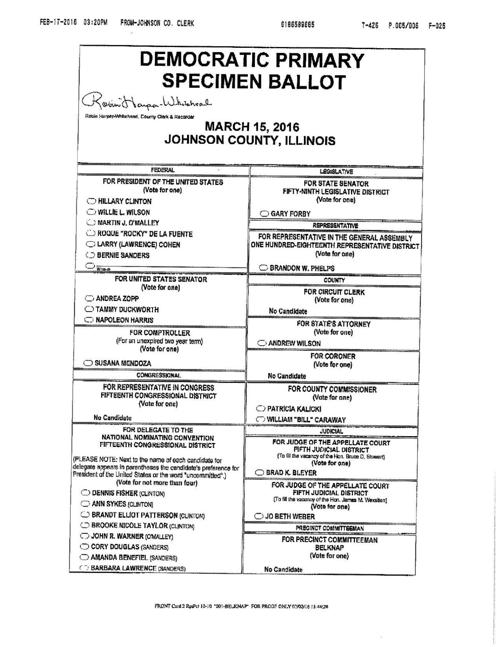 2016 Primary Sample Ballots
