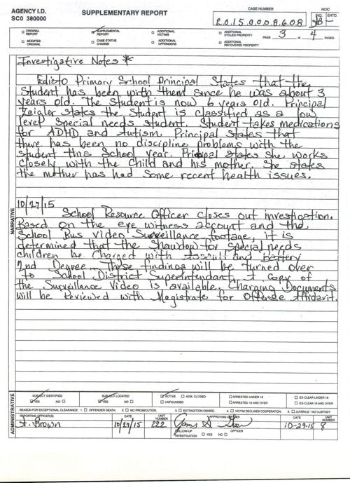 bus monitor charged with assaulting 6 year old special school bus incident report