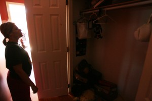 <p>A Sylvania resident and her family took shelter in this small
hallway closet during the EF-5 tornado on April 27.</p>
