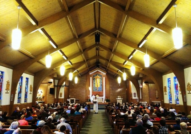 Parishioners fill St Patrick's Catholic Church during Sunday Mass recently