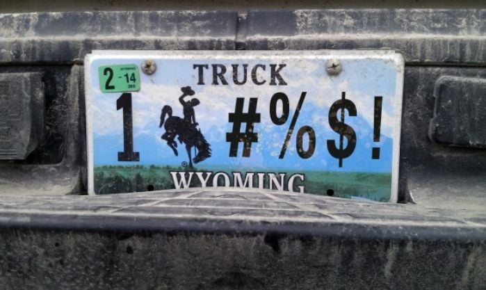 Wyoming maintains list of banned license plate words