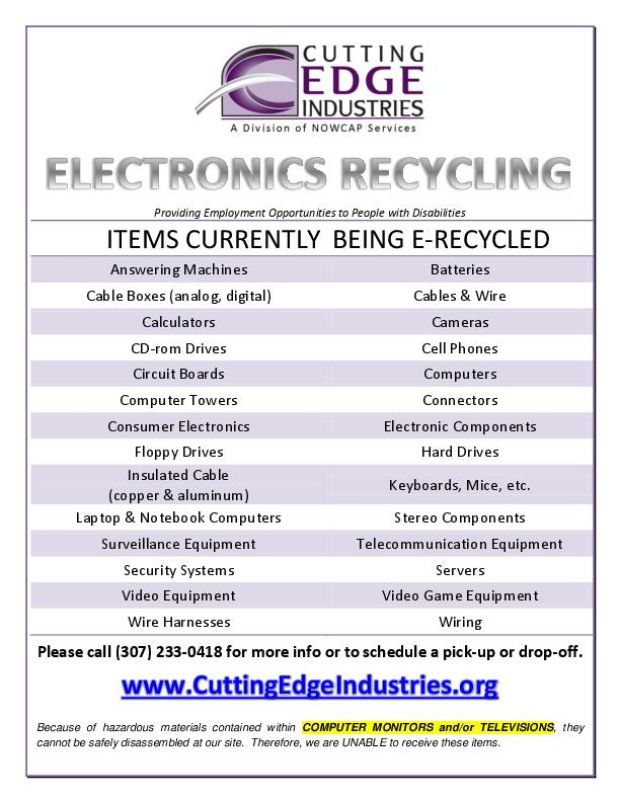 ITEMS CURRENTLY BEING E-RECYCLED