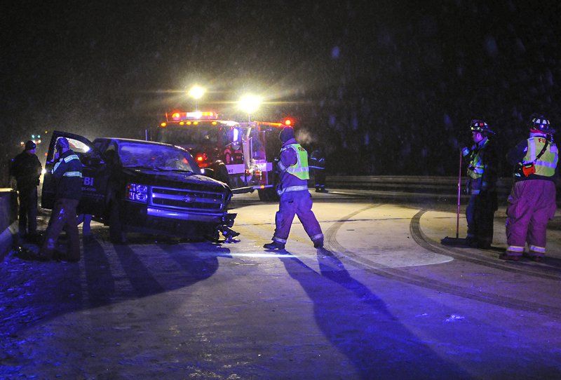 Truck, car collide on slick Terre Haute winter roads