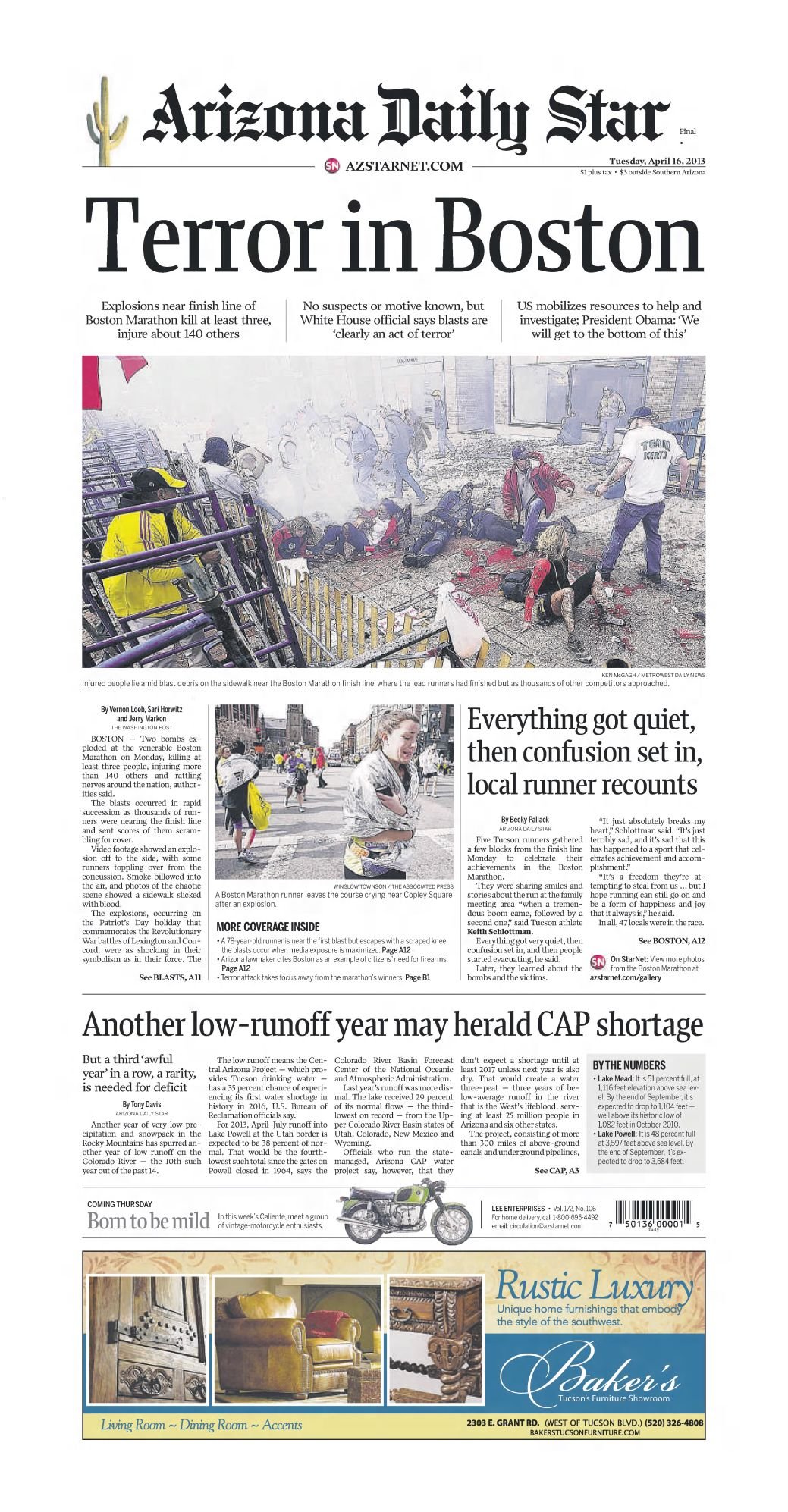 Historical April 16 Arizona Daily Star front pages