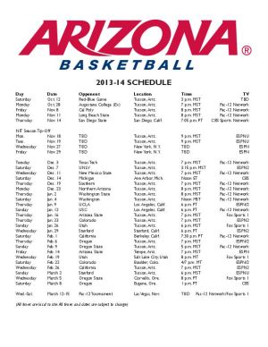 Pdf : Arizona 201314 basketball schedule