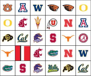 Matching game: College football logos