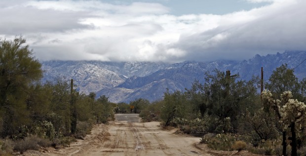 Snow on mountains around Tucson