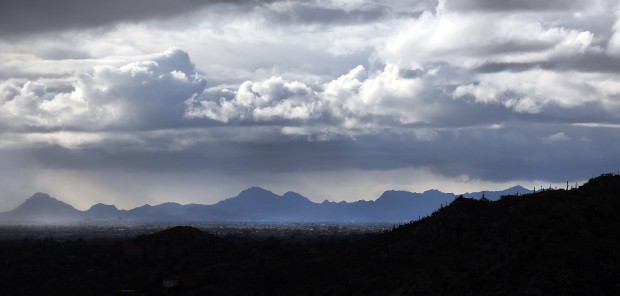 Snow on mountains around Tucson