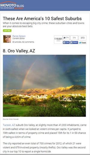 Oro Valley Named 8th Safest Suburb In America Tucson Local Media News 7991