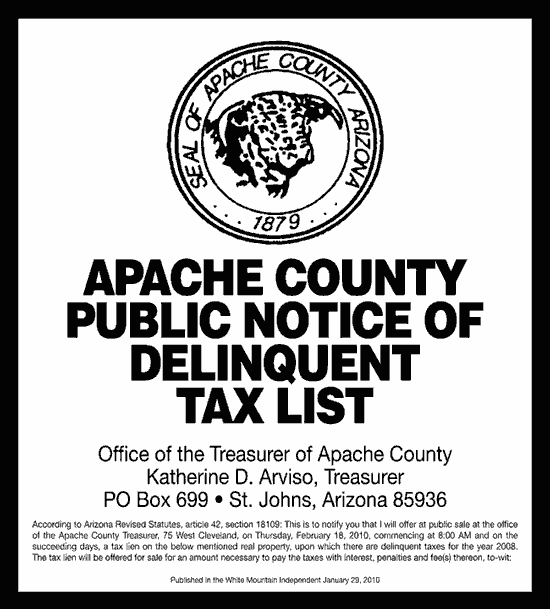 Delinquent Tax Apache County