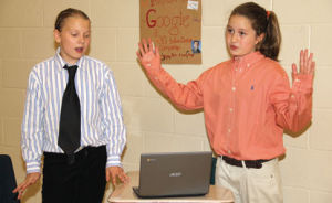 Grace Sinsel and Lauren Kaliff at YMS wax museum