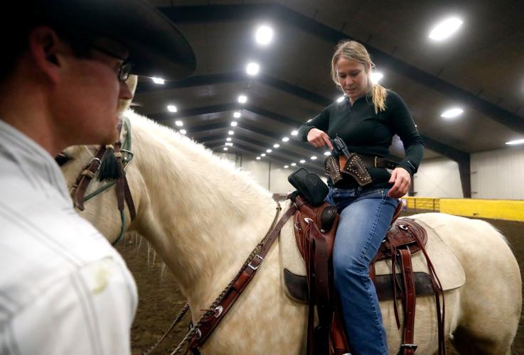 Horseback riders get hooked on cowboy mounted shooting at equestrian