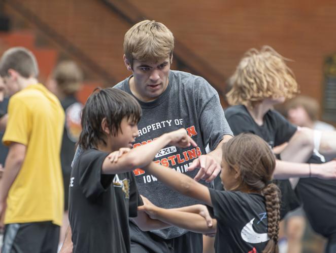 Iowa wrestler and West grad Drake Rhodes at Osos Camp