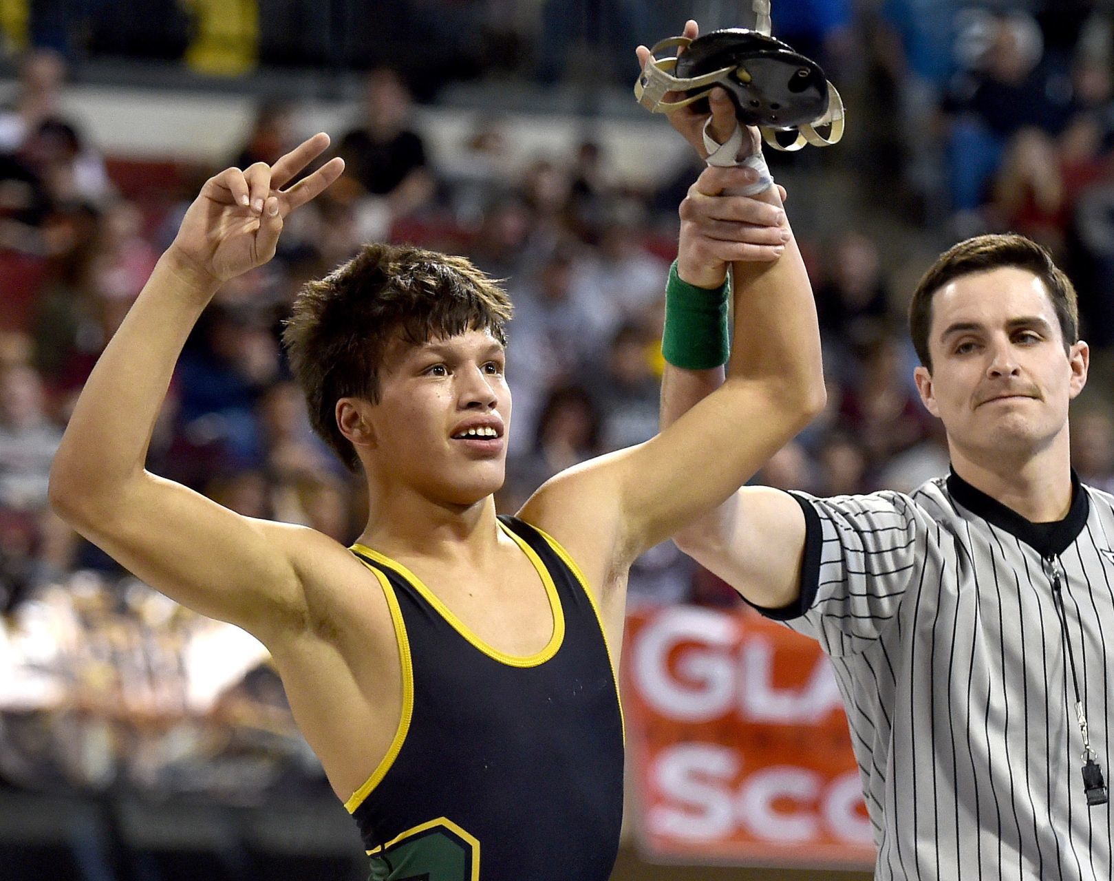 high school wrestlers in singlets