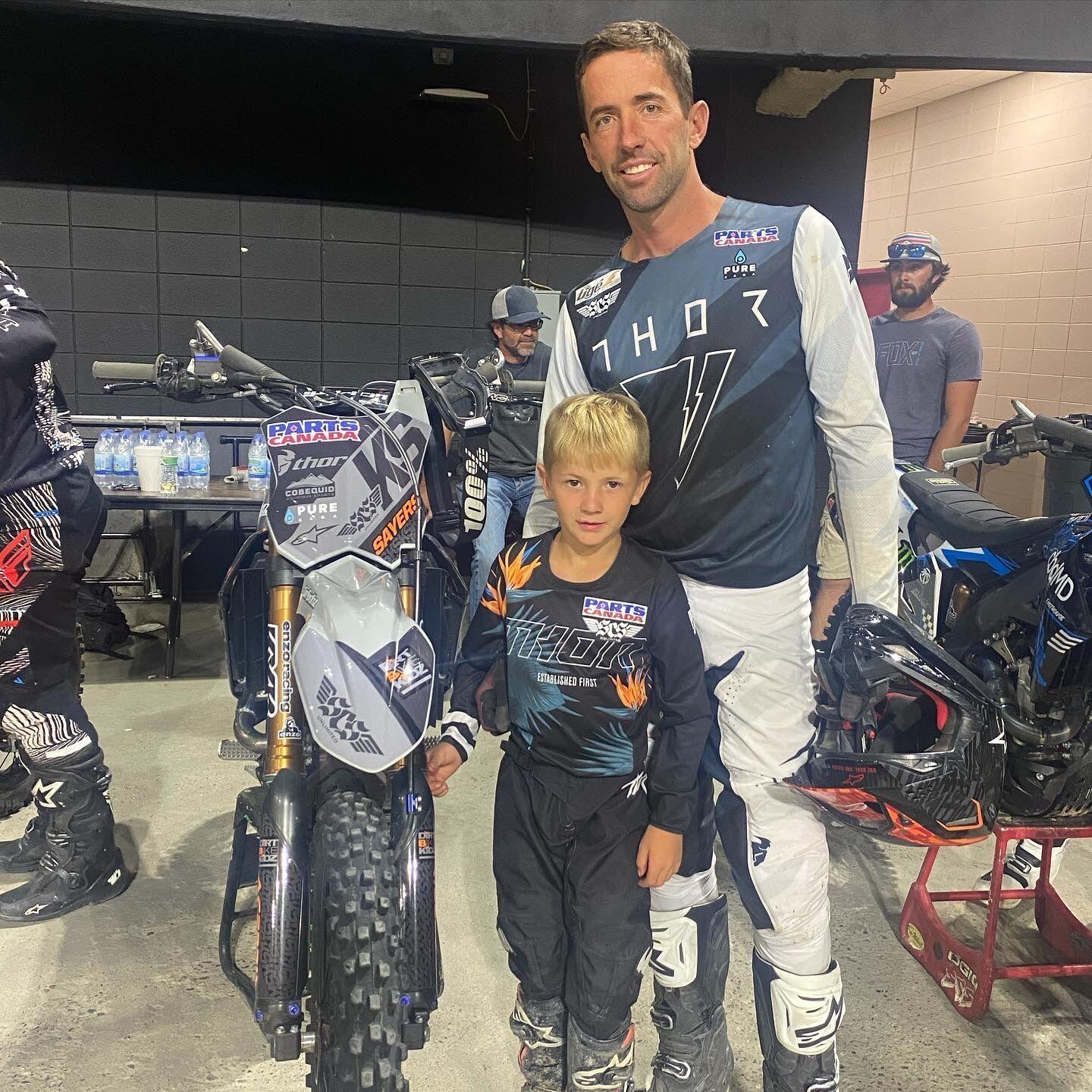 Butte freestyle motocross rider Keith Sayers and his son Gavin look