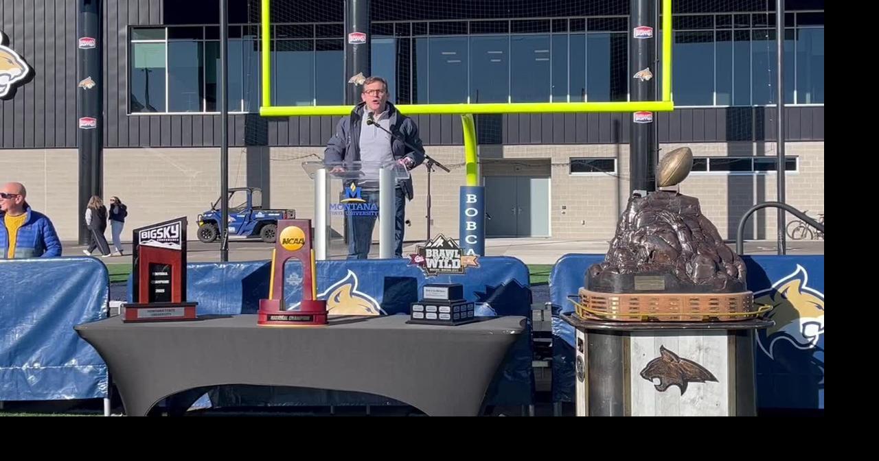 Brock Tessman gives speech at Montana State's 2025 FCS championship celebration