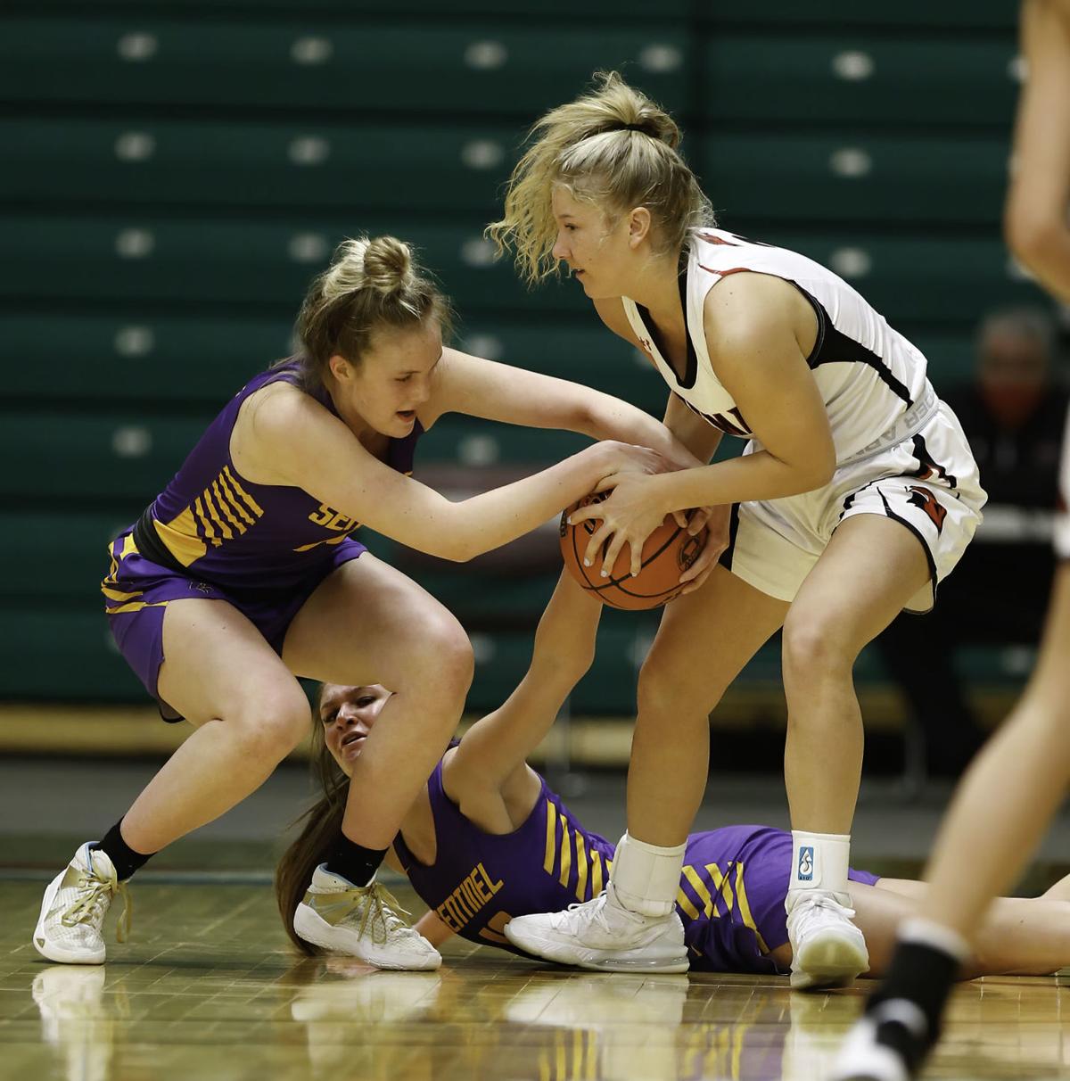 Class AA girls Bozeman's Nicole D'Agostino and Missoula Sentinel's Challis Westwater